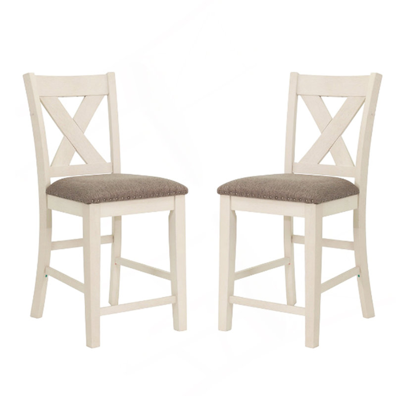 Ensemble de 2 chaises de comptoir avec dossier en X, blanc