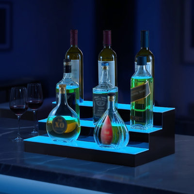 Présentoir à bouteilles de boissons alcoolisées à DEL 3 niveaux 20 pouces pour 15 bouteilles