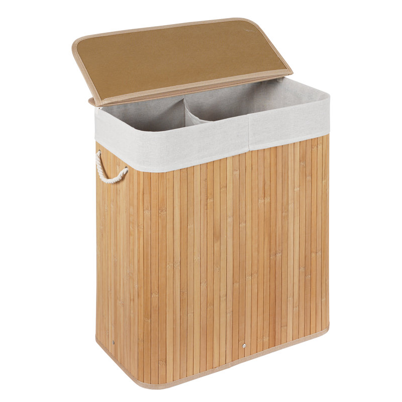 Panier à linge en bambou naturel avec couvercle et poignées, doublure amovible, idéal pour la salle de bain, la chambre à coucher et la salle de lavage
