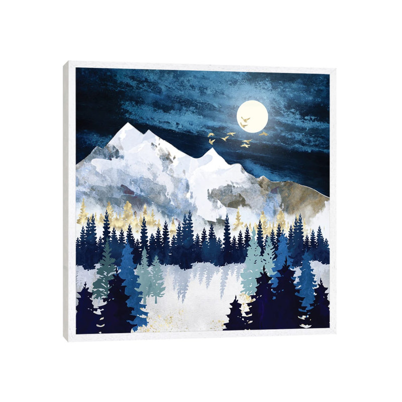 Moonlit Snow - Print on Canvas, White Framed, 66.04 cm H x 66.04 cm W