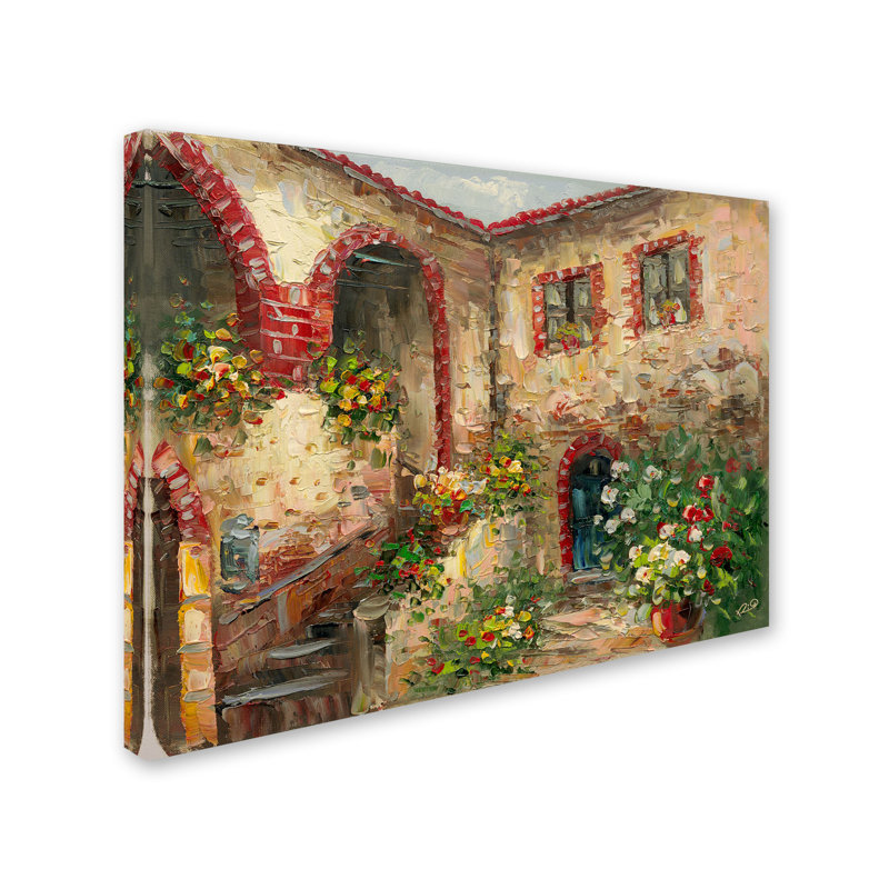 Tuscany Courtyard Impressionist Canvas Landscape Print, 14" x 19"