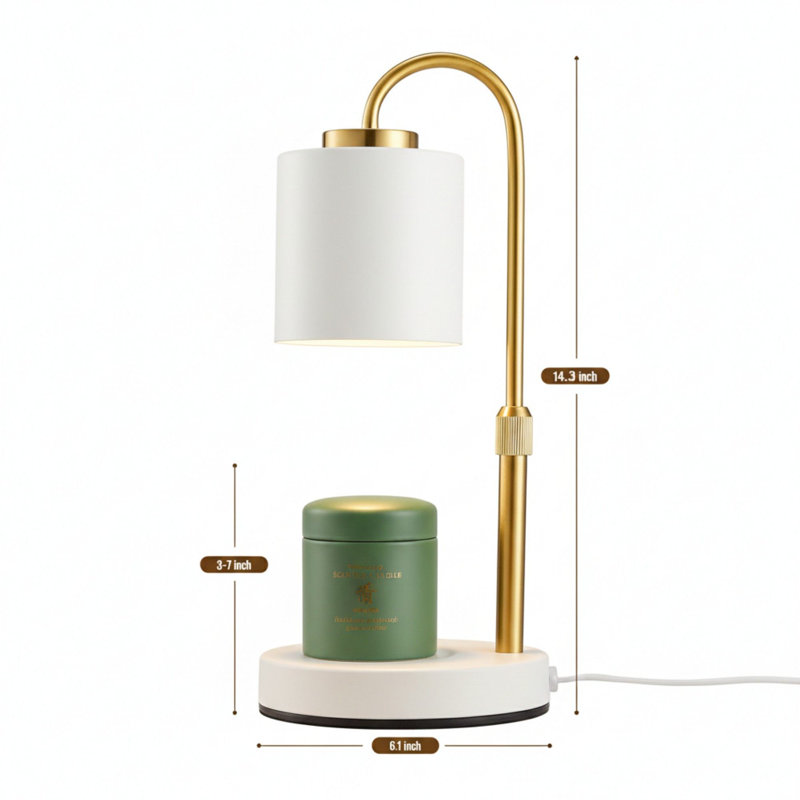 Lampe pour bougie avec minuterie et gradateur, chauffe-bougie à cire électrique à hauteur réglable pour bougies en pot, cadeaux pour maman, or blanc