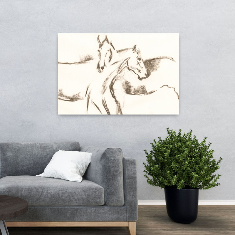 «Filly Friends», art cheval contemporain abstrait, H 48 po x l 32 po