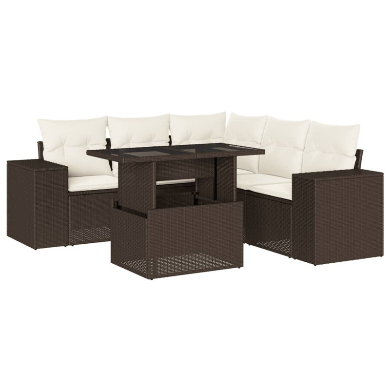 Vidaxl Garden Sofa Set, Cream White, Brown