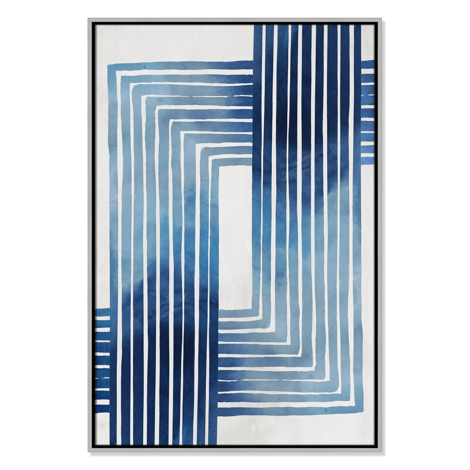 Lanny "In Unison" Painting by Eva Watts, Silver Framed Canvas, 37.5" H x 25.5" W x 2" D