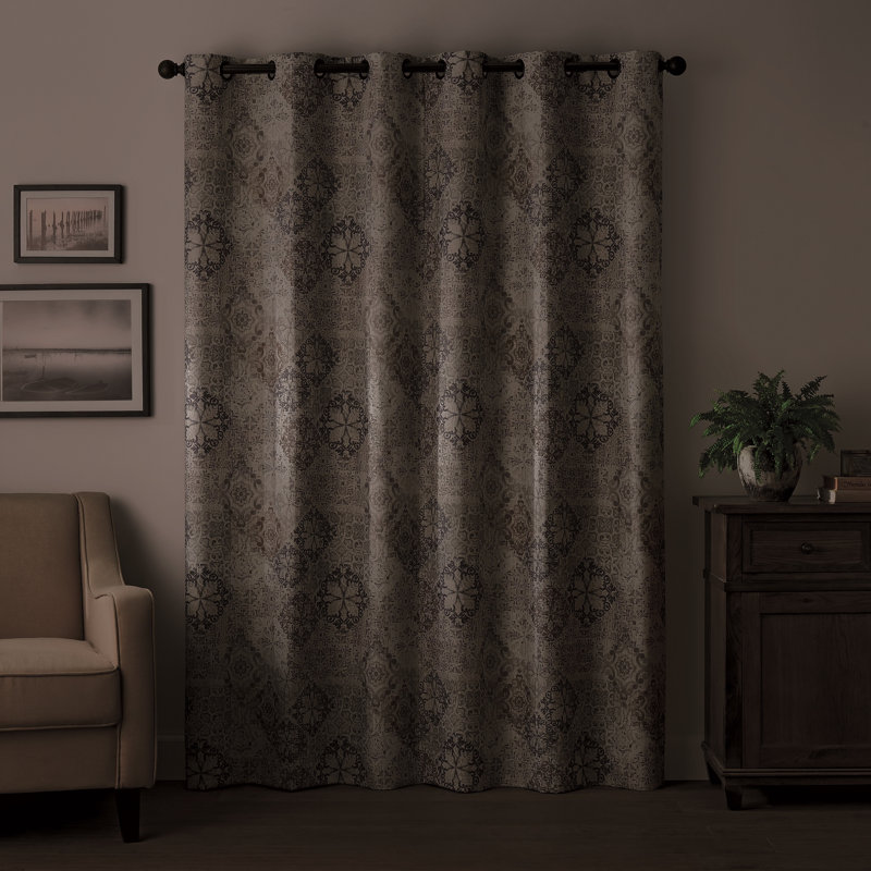 Blue Polyester Blackout Grommet Drapes 40 x 108