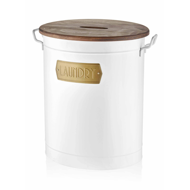 Metal Laundry Hamper, Matte White