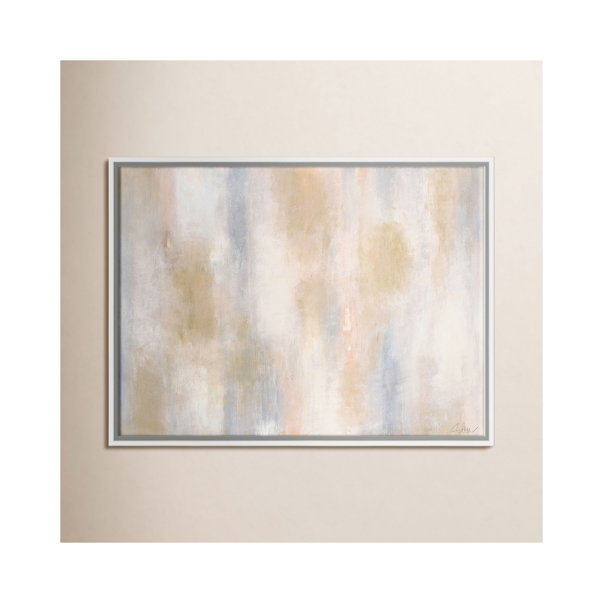 Pulsating Shimmer - Floater Frame Painting on Canvas, White Framed, 12" H x 16" W x 2" D