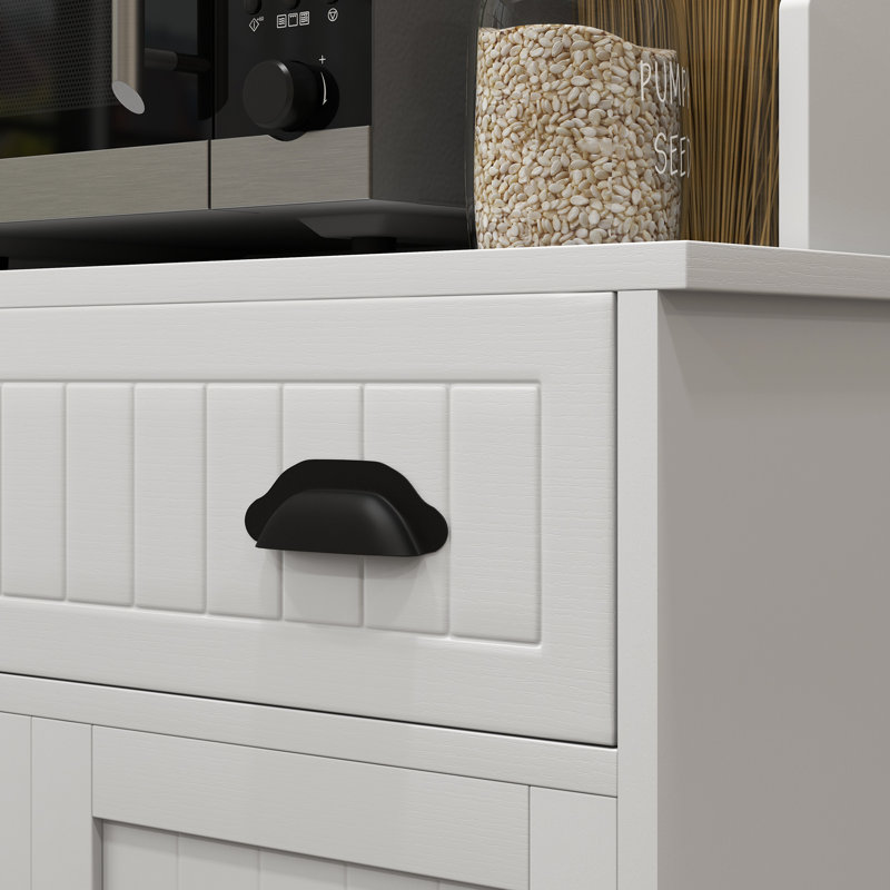 Storage Kitchen Island with Hutch and Cable Hole
