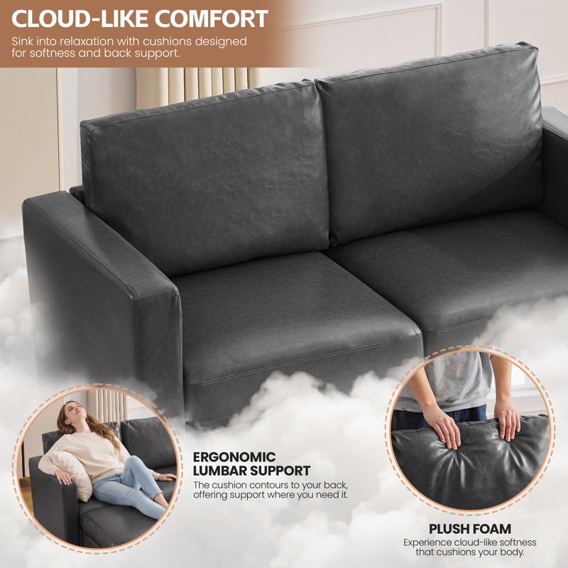Canapé modulaire en similicuir , 2 Seat, Grey