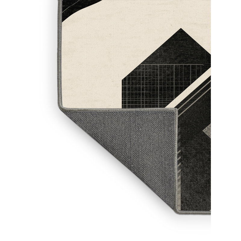 Tapis à motif géométrique doux et moelleux d'inspiration mondiale Montpelier - reliure grise et grise, 2x3