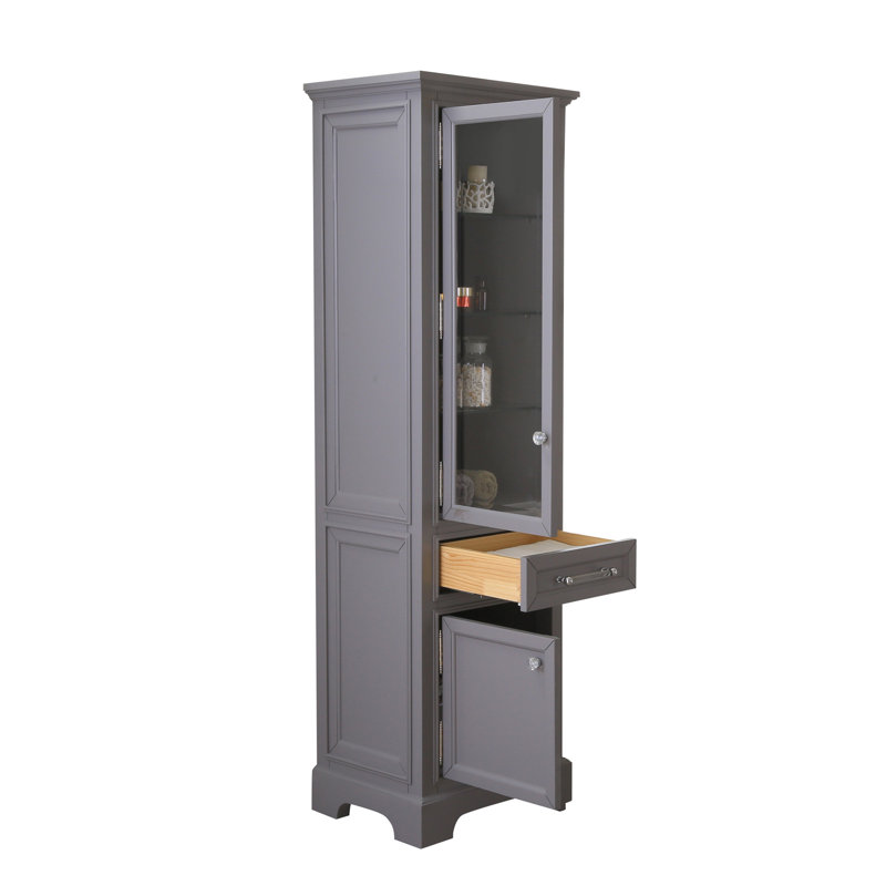 Anchita Solid Wood Frame Linen Cabinet, Gray