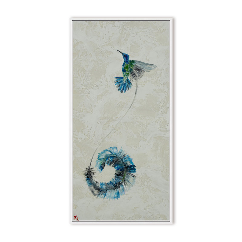 Nature Inspired "Feathered Symphony" Canvas Wall Art By Karen Biery, 48" H x 24" W, Framed Matted Print, Gold