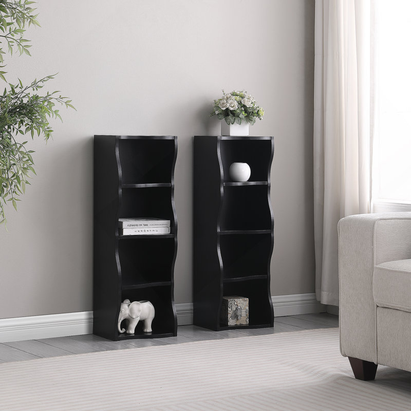 8-Layer Adjustable Shelf Thin Bookshelf With A Wavy Border Design, Which Is More Aesthetically Pleasing, Is Suitable For High And Narrow, Display And Multi-Functional Bookshelves In Home Offices