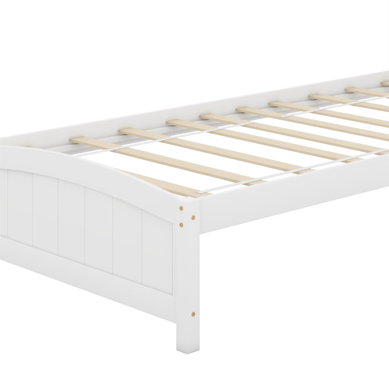 Lit plateforme avec tête et pied de lit., White