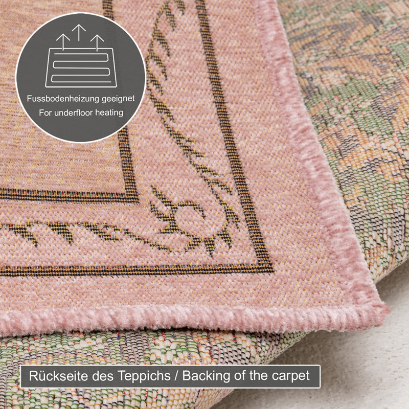 , Light pink Flomi Florence Oriental Machine Woven Area Rug, Rectangle 160 x 230cm