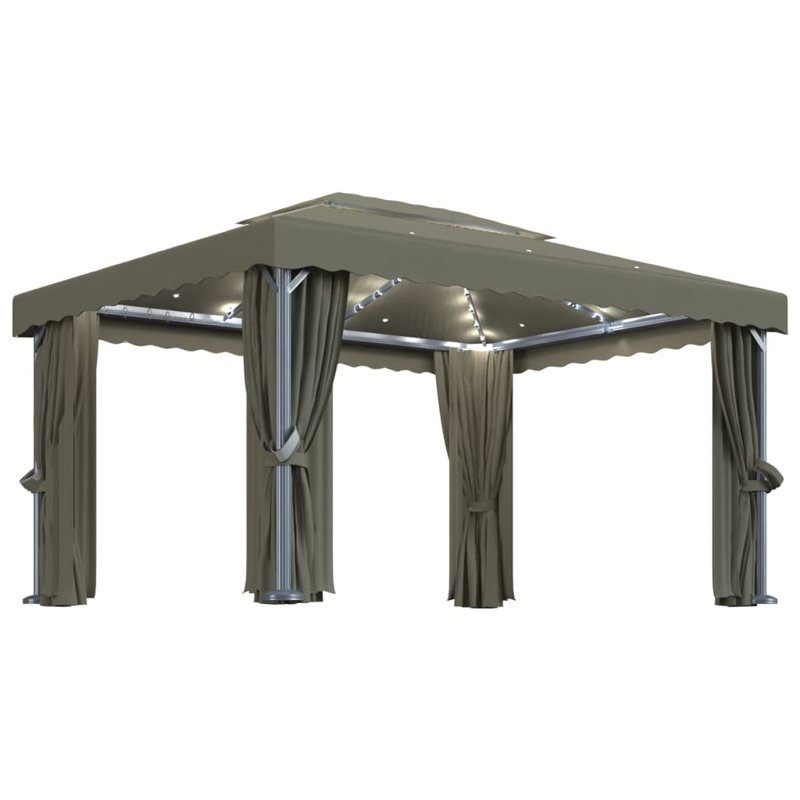 Otterson Metal Patio Gazebo, 3.5m H x 4m W x 3m D, Taupe