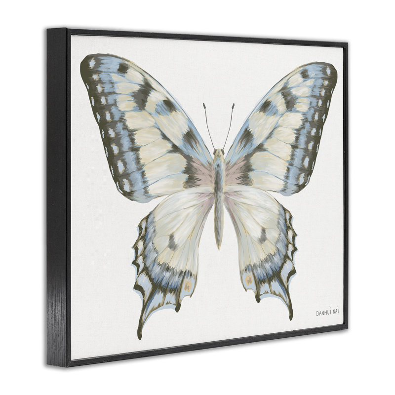 Giclée encadrée papillon bleu-brun, design par Danhui Nai, H 11 po x l 14 po, Giclée encadrée noir minuit