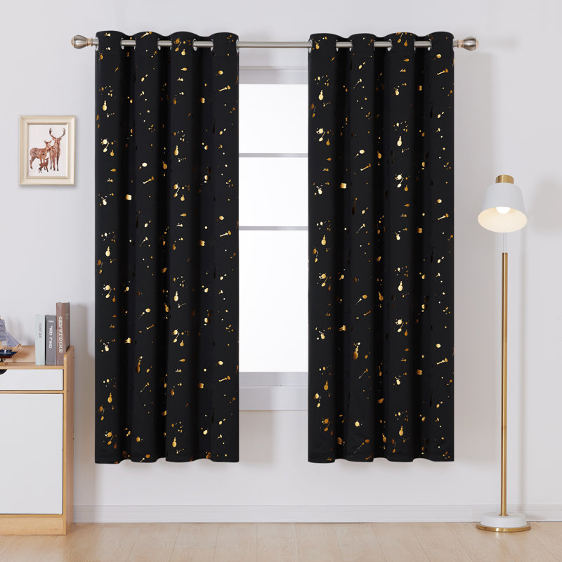 Paire de rideaux Girlie, Noir, L 52 po x L 95 po