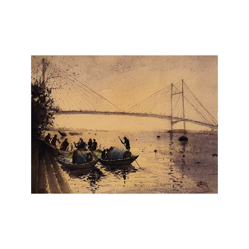 Prinsep Ghat | Aquarelle sur papier | Par Subhadra Sarkar