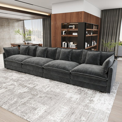 146.5'' Modern Minimalist Style Chenille 4-Seat Sofas