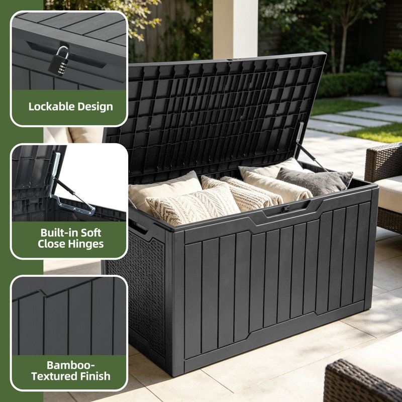 Boîte de rangement d'extérieur verrouillable 100 gallons Balconera, Gris