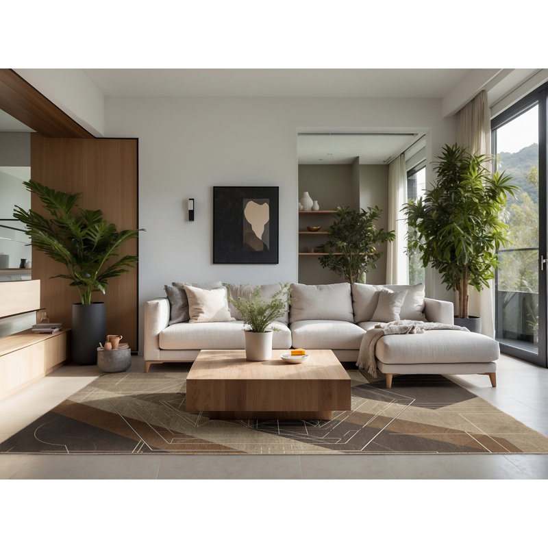 Tapis gris doux et moelleux à motif géométrique d'inspiration mondiale Eakes, Carré 3 pi