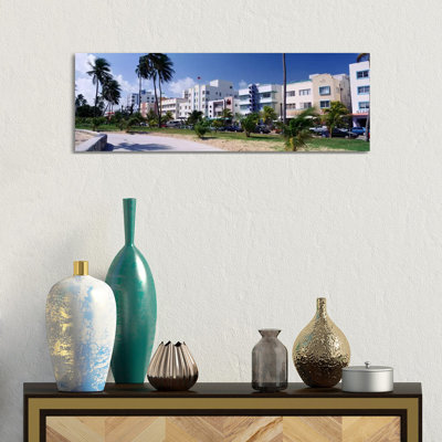 Ocean Drive, South Beach, Miami Beach, Florida, USA by Panoramic Images - Wrapped Canvas Panoramic Print