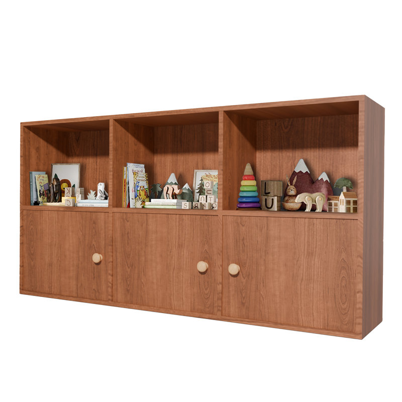 Bookcase With With 3 Cubbies And 3 Cabinets