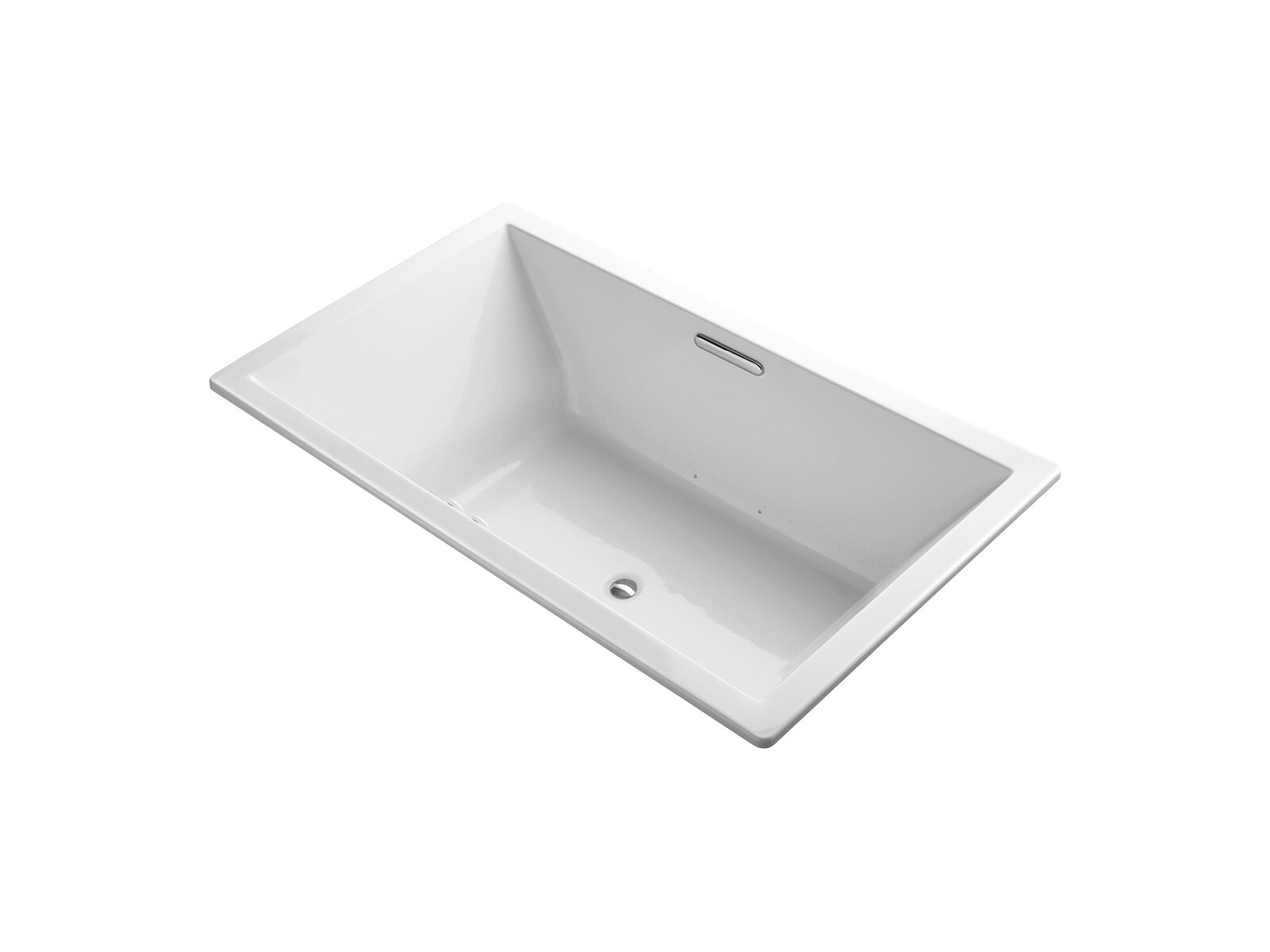 Kohler Underscore Rectangle 72 x 42 Heated Bubblemassage Air Bath with  Bask, Center Drain