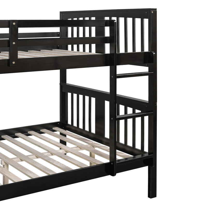 Lit superposé double au-dessus de double avec échelle pour chambre à coucher, mobilier de chambre d'amis - espresso