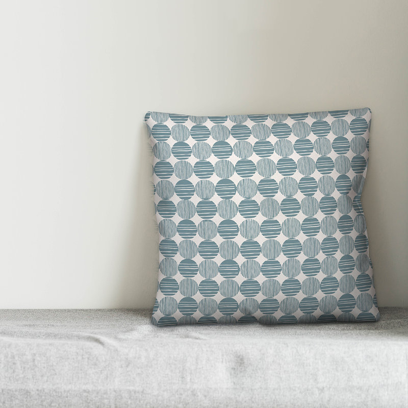 Coussin Circles, Blanc / motif géométrique bleu 2, 20 po x 20 po