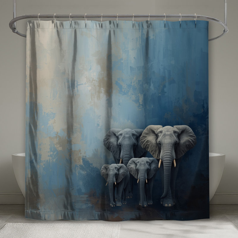 Rideaux de douche Elephant Family Artwork, L 70 po x H 72 po