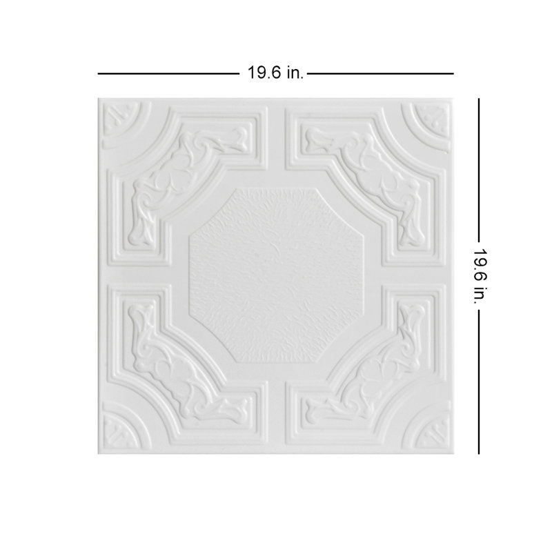 Carreau de plafond en polystyrène à collage 1,6 pi x 1,6 pi Evergreen, Héron blanc