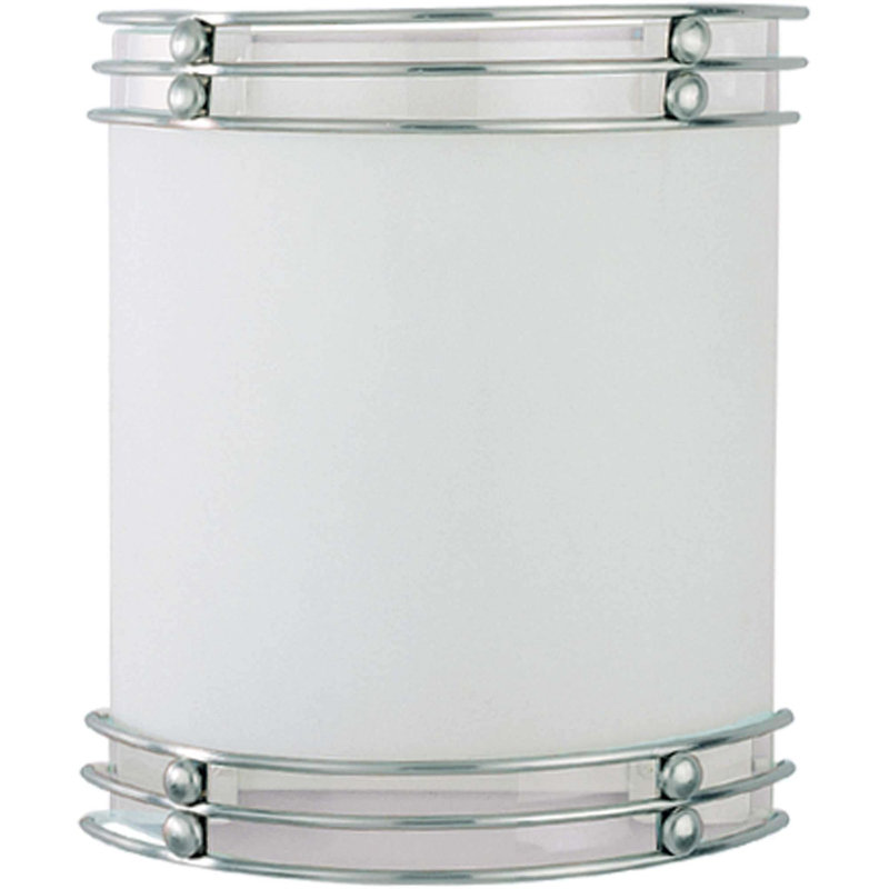  Avila 2-Light Indoor Brushed Nickel Wall Sconce or Wall Mount with Half-Cylinder White Glass Shade with Clear Edge 