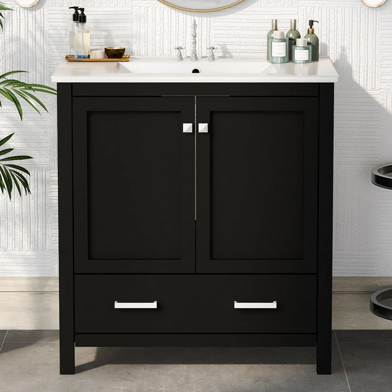 Ensemble de meuble-lavabo simple 30 po Danaijah, Noir