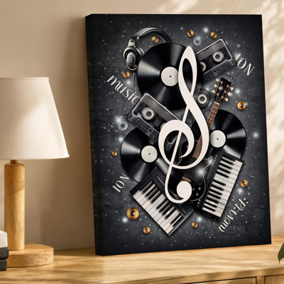Canvas Create A Vibrant Collage That Captures The Essence Of Music Wall Art Featuring A Variety Of Musical Elements Include A Large Canvas Wall Art