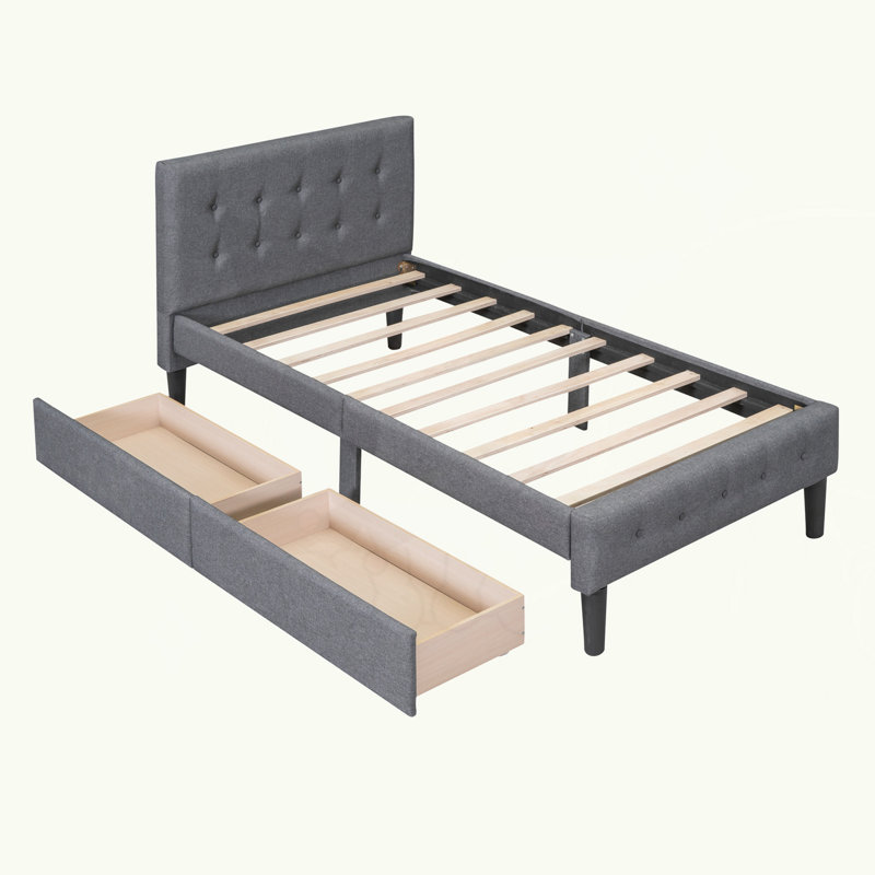 Lit plateforme simple avec rangement Columbus, Gris
