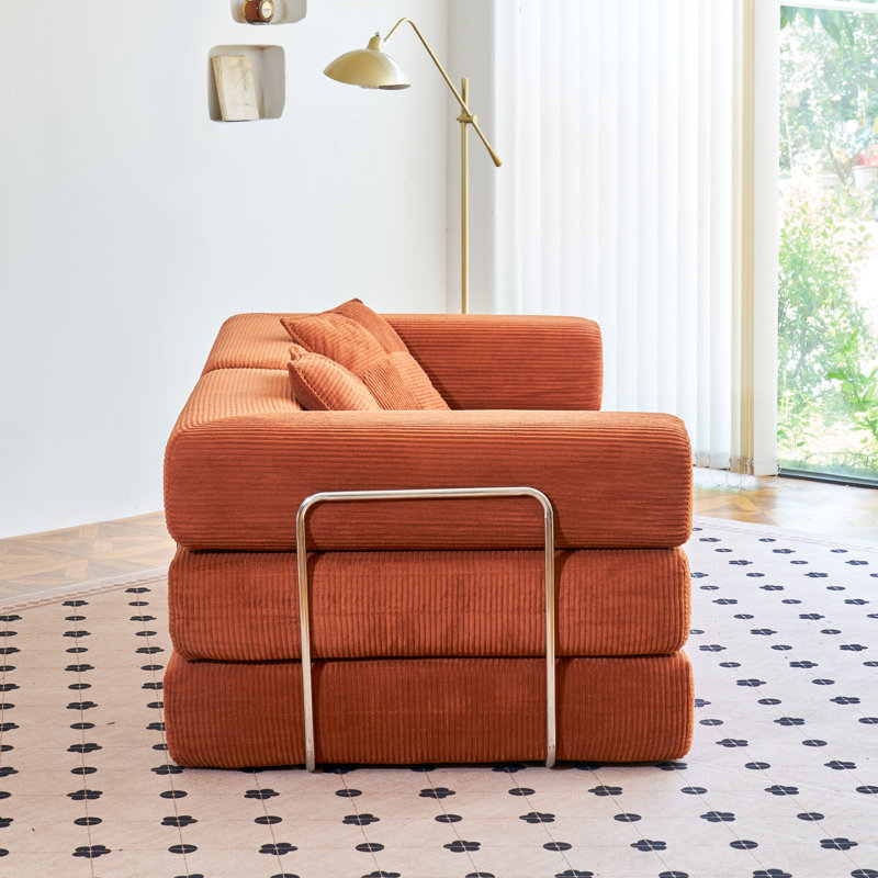Canapé-lit Boneless Convertible, Orange, H 27,9 po x l 81,6 po x P 40,8 po