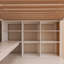 Lit mezzanine double avec bureau et tablettes, deux tiroirs intégrés, escalier de rangement-868167863