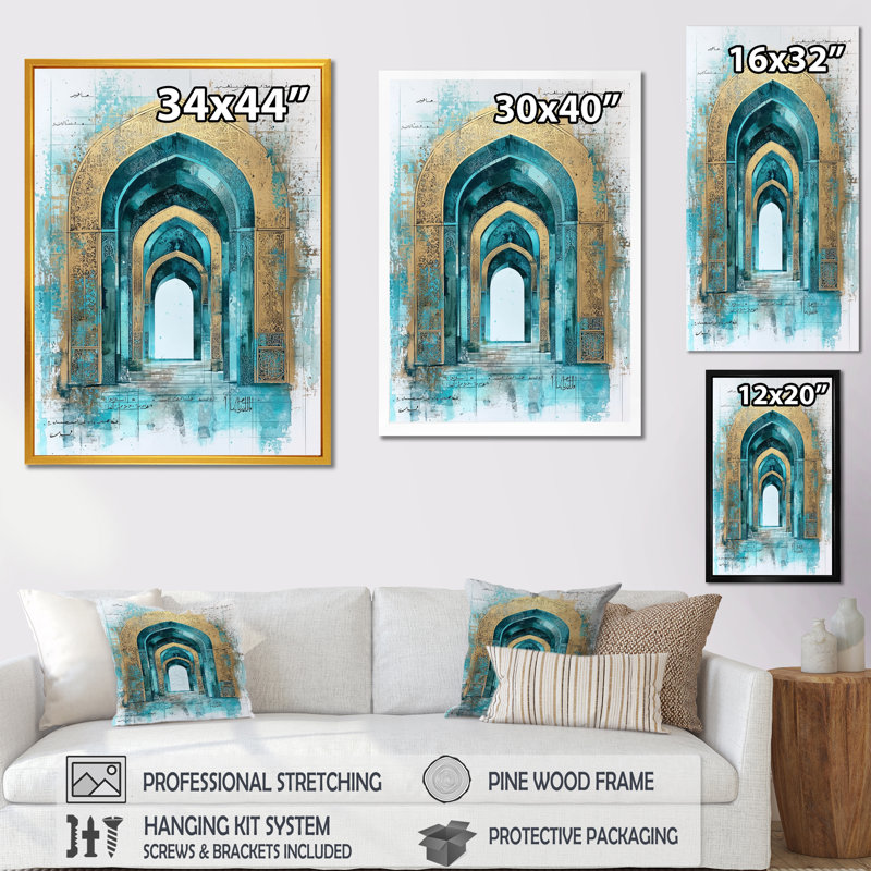 «Golden Journey Of Sandstone Arches I», art mural paysage de l'Islam, 44" H x 34" W, Toile tendue, Ne s’applique pas