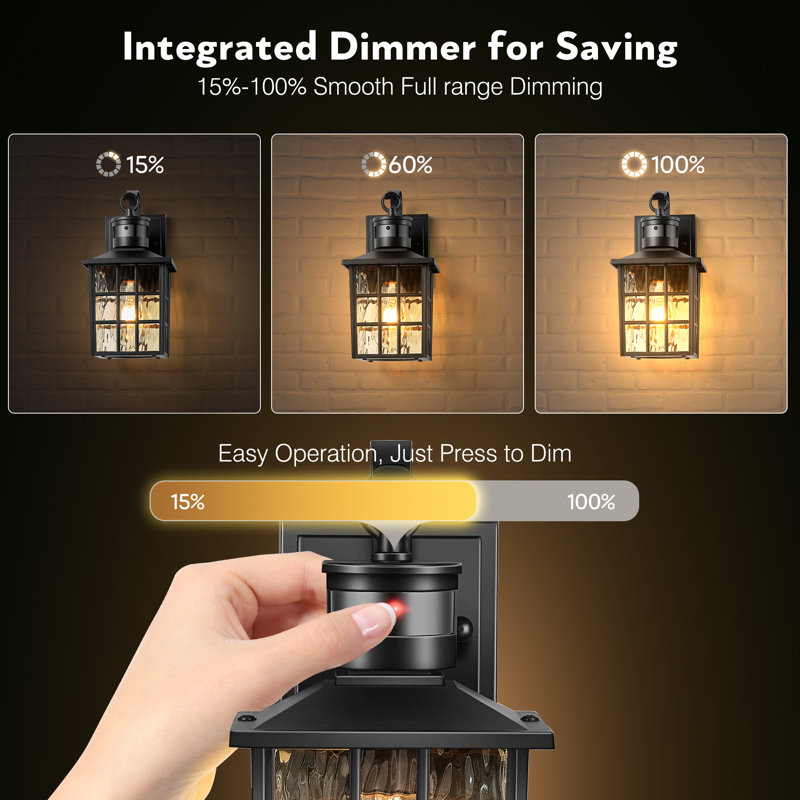 Black Outdoor Wall Lantern With Motion Sensor and Dusk To Dawn, Anti-Rust, Black