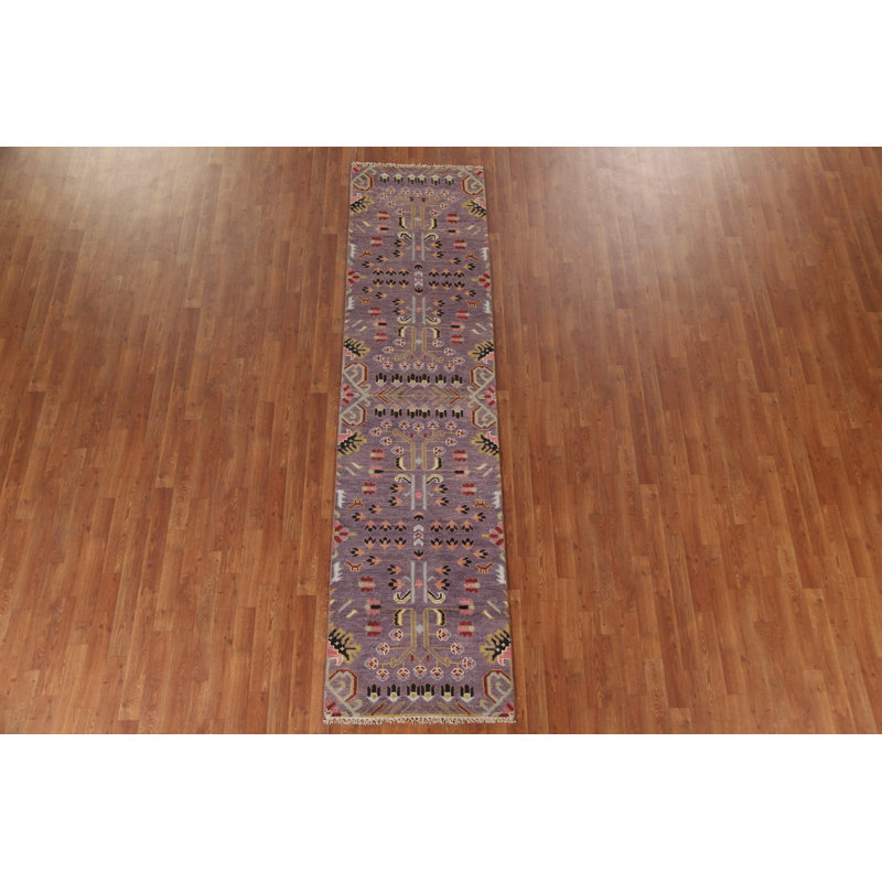 Tapis de couloir oriental mauve traditionnel 3 x 10