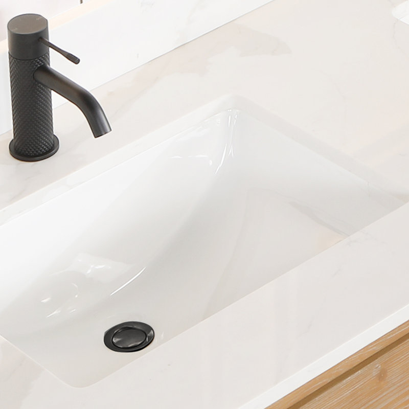 Meuble-lavabo double 60 po avec plateau Cristo, Bois de sapin brun