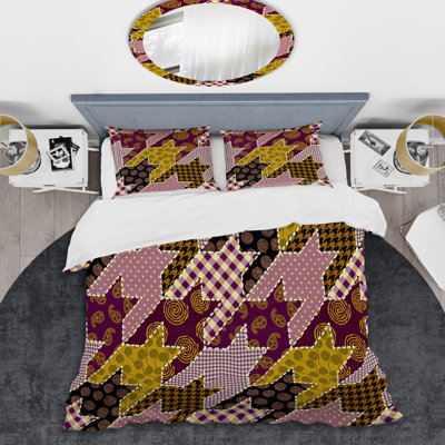 Multicolor Quilting Patchwork - Abstract Duvet Cover Set - Microfiber Polyester