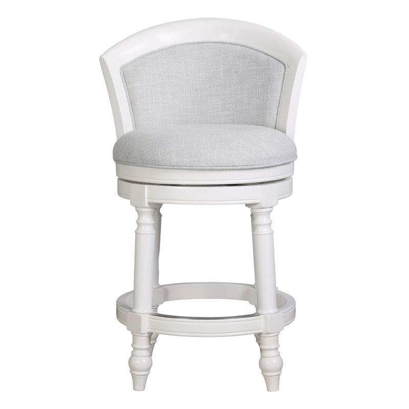 Tino Low Back Wood Swivel Stool, Counter Stool (26" Seat Height), Farmhouse White