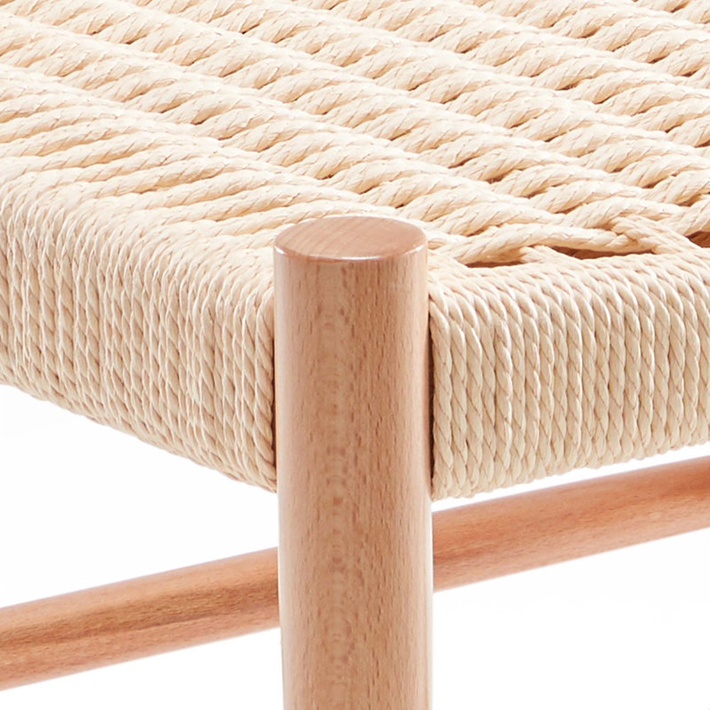 Ensemble de 2 chaises de salle à manger, siège en corde tissée, Naturel