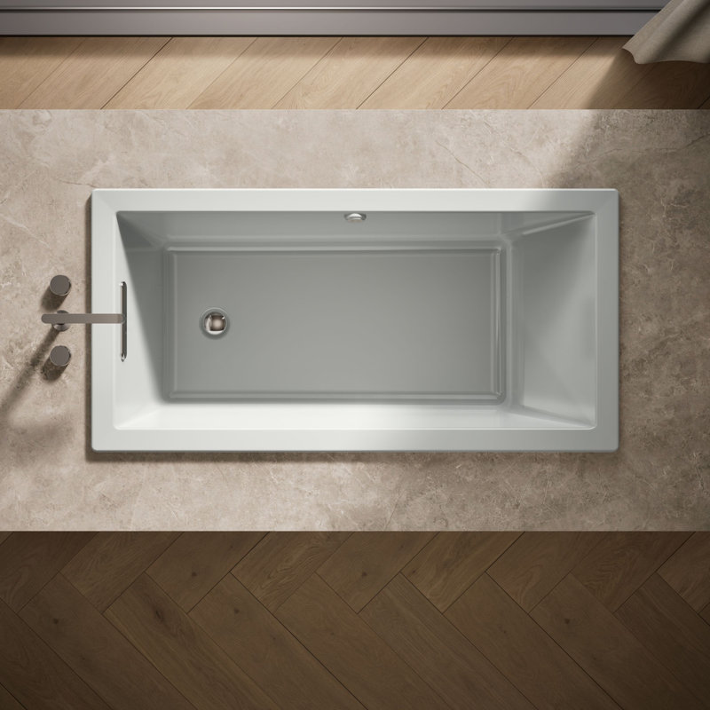 Underscore Rectangle 60-In X 30-In Heated Bubblemassage Air Bath With Reversible Drain, Ice Grey