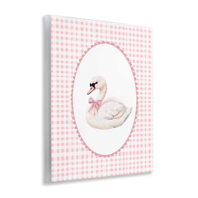 Plaque murale douce cygne sur carreaux roses, design par Christine Simpson Art