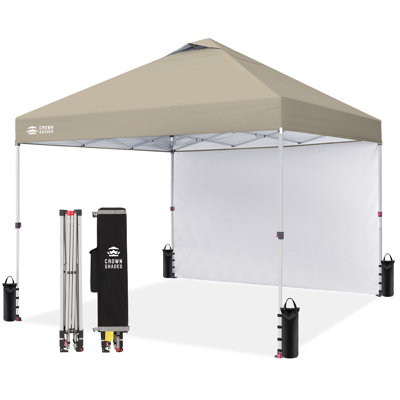 8 Ft. W x 8 Ft. D Pop Up Canopy Instant Tent with 1 Removable Sidewall